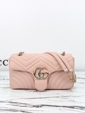 Gucci GG Marmont shoulder bag in pink beige leather